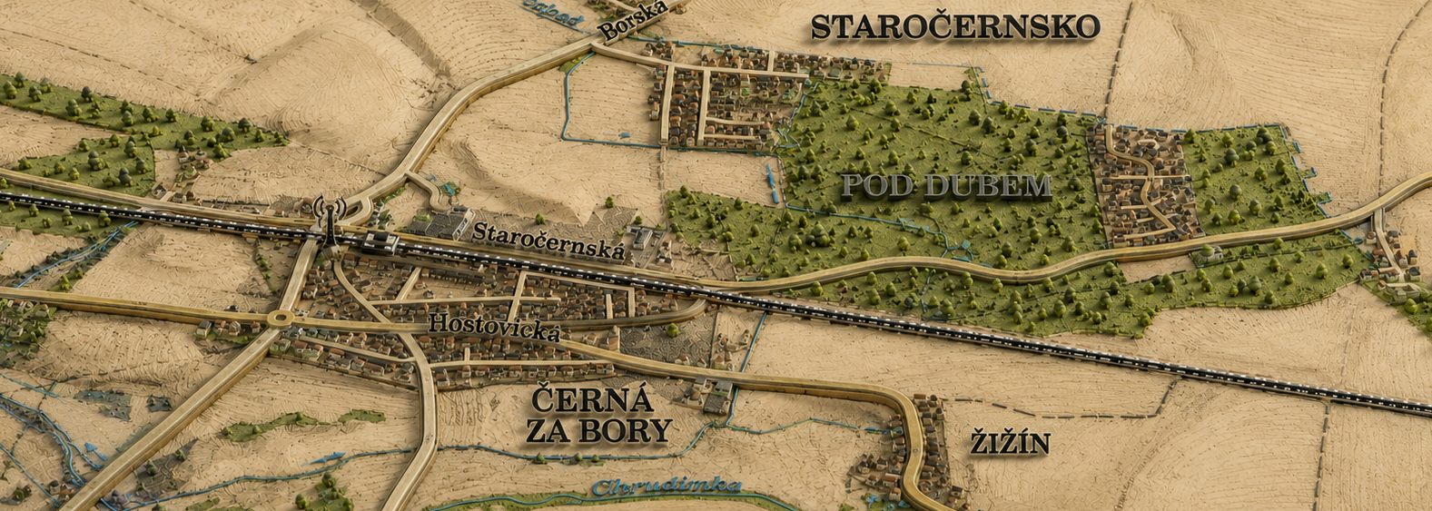 Historická mapa Černá za Bory